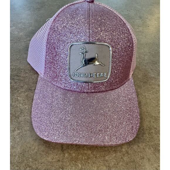 John Deere Women's Pink Glitter Hat/Cap SnapBack - Picture 2 of 7